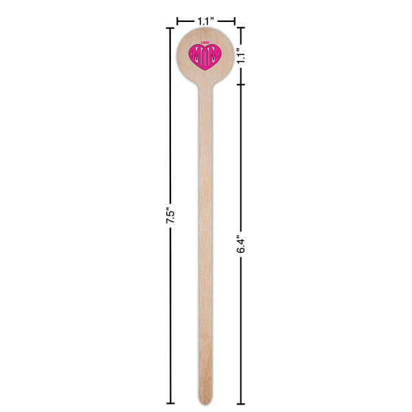 Love You Mom Wooden 7.5" Stir Stick - Round - Dimensions