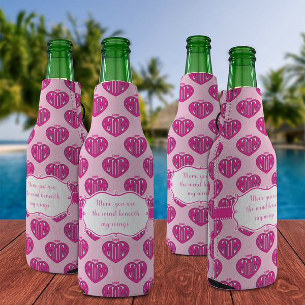 Love You Mom Zipper Bottle Cooler - Set of 4 - LIFESTYLE