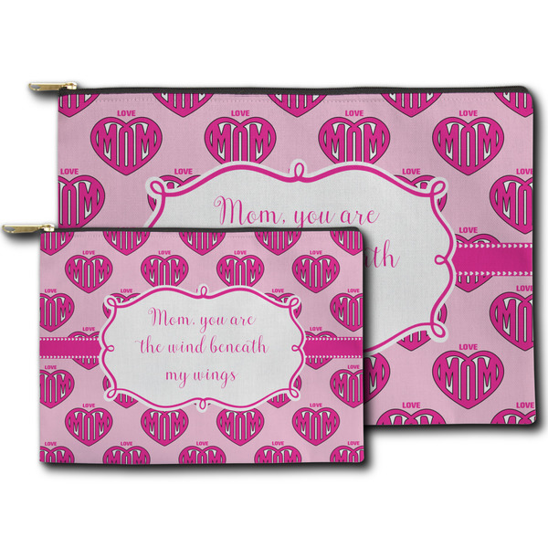 Love You Mom Zippered Pouches - Size Comparison