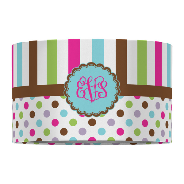 Stripes & Dots 12" Drum Lampshade - FRONT (Fabric)