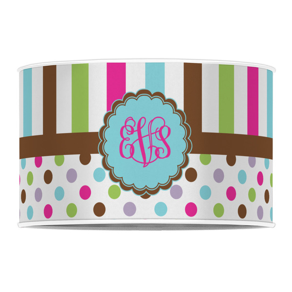 Stripes & Dots 12" Drum Lampshade - FRONT (Poly Film)
