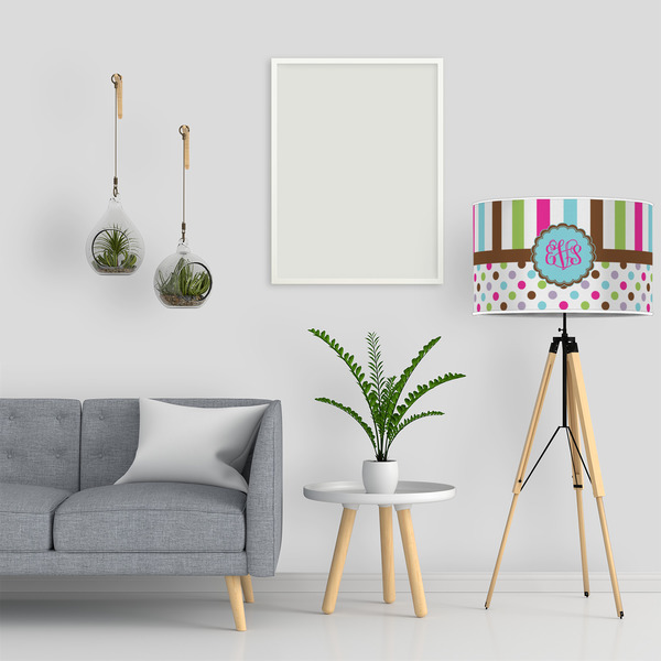 Stripes & Dots 12" Drum Lampshade - LIFESTYLE