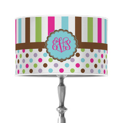 Stripes & Dots 12" Drum Lamp Shade - Poly-film (Personalized)