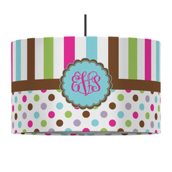 Stripes & Dots 12" Drum Pendant Lamp - Fabric (Personalized)