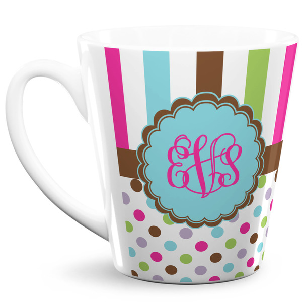 Custom Stripes & Dots 12 Oz Latte Mug (Personalized)