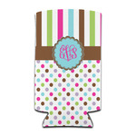 Stripes & Dots Can Cooler (tall 12 oz) (Personalized)