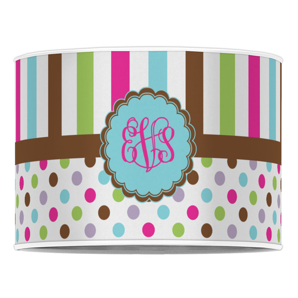 Stripes & Dots 16" Drum Lampshade - FRONT (Poly Film)