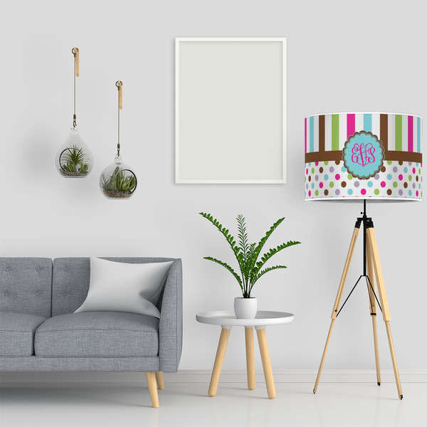 Stripes & Dots 16" Drum Lampshade - LIFESTYLE