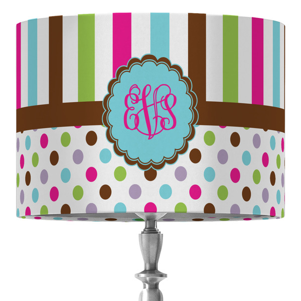 Custom Stripes & Dots 16" Drum Lamp Shade - Fabric (Personalized)