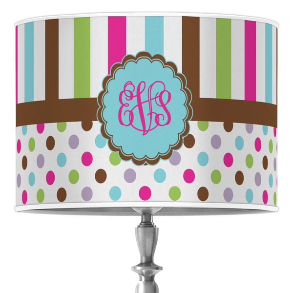 Custom Stripes & Dots 16" Drum Lamp Shade - Poly-film (Personalized)