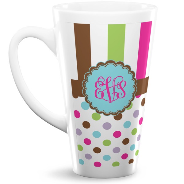 Custom Stripes & Dots Latte Mug (Personalized)