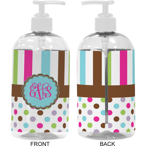 Stripes & Dots 16 oz Plastic Liquid Dispenser- Approval- White