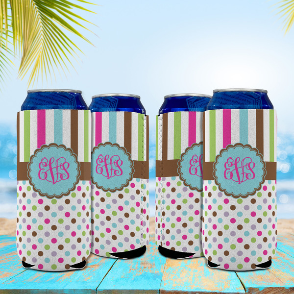 Stripes & Dots 16oz Can Sleeve - Set of 4 - LIFESTYLE