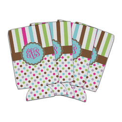 Stripes & Dots Can Cooler (16 oz) - Set of 4 (Personalized)