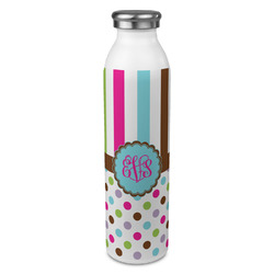 Stripes & Dots 20oz Stainless Steel Water Bottle - Full Print (Personalized)