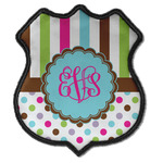 Stripes & Dots Iron On Patch - Badge Shape (Personalized)