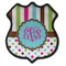Stripes & Dots Iron On Shield Patch C w/ Monogram