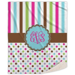 Stripes & Dots Sherpa Throw Blanket (Personalized)