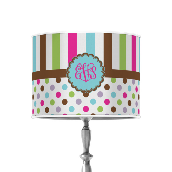 Stripes & Dots 8" Drum Lampshade - ON STAND (Poly Film)