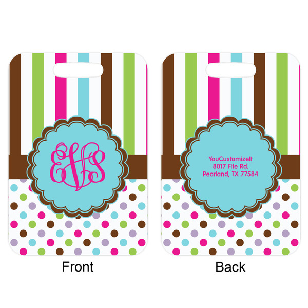 Stripes & Dots Aluminum Luggage Tag (Front + Back)