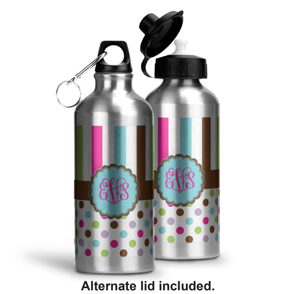 Stripes & Dots Aluminum Water Bottle - Alternate lid options
