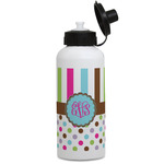 Stripes & Dots Water Bottles - Aluminum - 20 oz - White (Personalized)