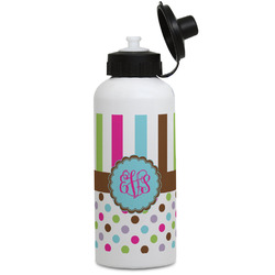 Stripes & Dots Water Bottles - Aluminum - 20 oz - White (Personalized)