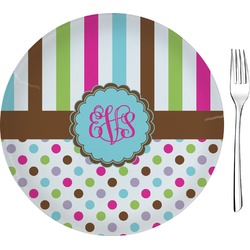 Stripes & Dots Glass Appetizer / Dessert Plate 8" (Personalized)