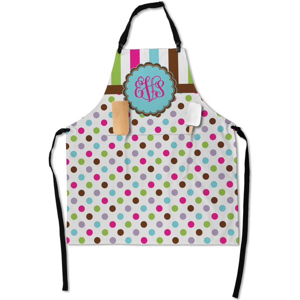 Custom Stripes & Dots Apron With Pockets w/ Monogram