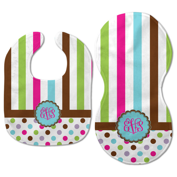 Stripes & Dots Baby Bib & Burp Set - Approval (new bib & burp)