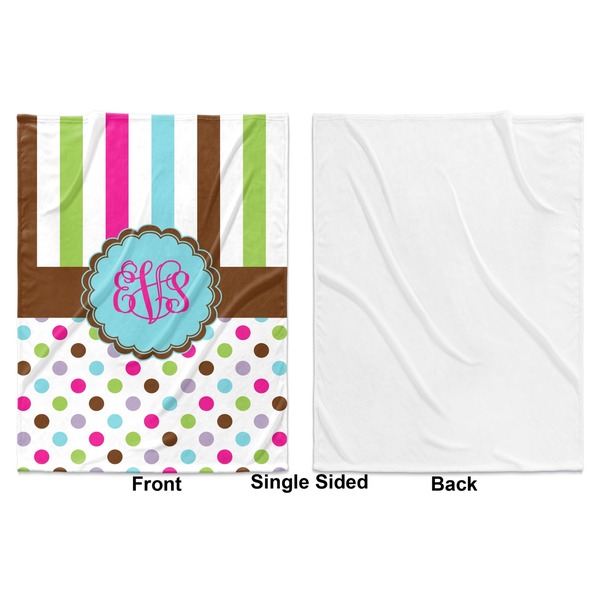 Stripes & Dots Baby Blanket (Single Side - Printed Front, White Back)