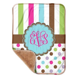 Stripes & Dots Sherpa Baby Blanket - 30" x 40" w/ Monograms