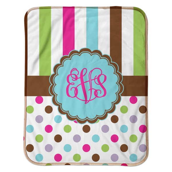 Stripes & Dots Baby Sherpa Blanket - Flat