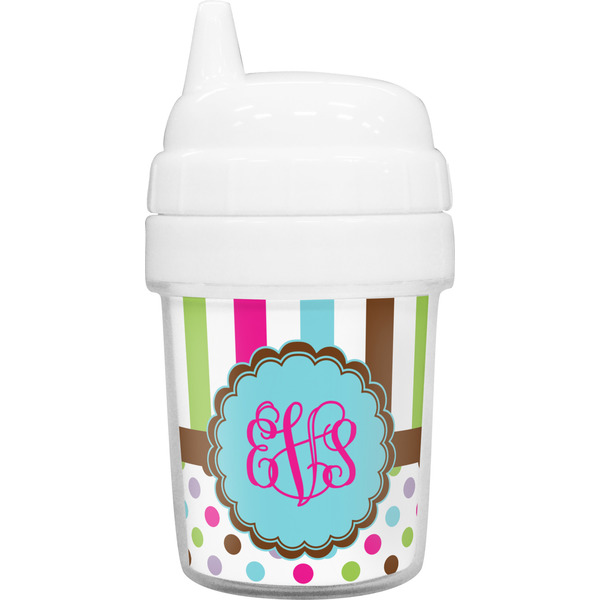 Custom Stripes & Dots Baby Sippy Cup (Personalized)