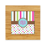 Stripes & Dots Bamboo Trivet with Ceramic Tile Insert (Personalized)