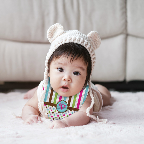 Stripes & Dots Bandana Bib - (Lifestyle 2 girl)