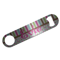 Stripes & Dots Bar Bottle Opener - Silver w/ Monogram
