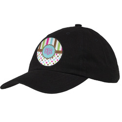 Stripes & Dots Baseball Cap - Black (Personalized)