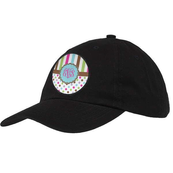 Custom Stripes & Dots Baseball Cap - Black (Personalized)