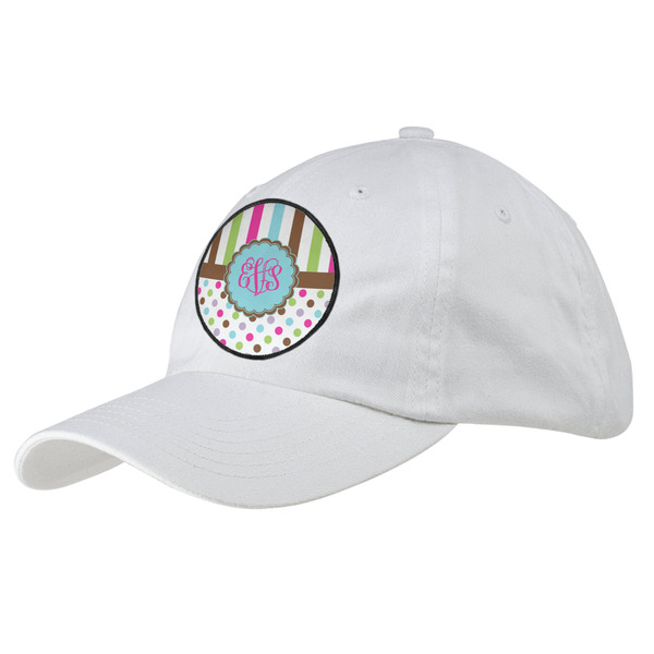 Custom Stripes & Dots Baseball Cap - White (Personalized)