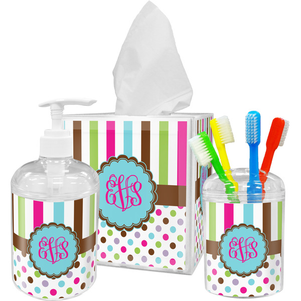 Stripes & Dots Bathroom Accessories Set (Personalized)