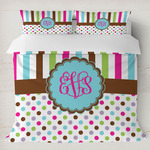 Stripes & Dots Duvet Cover Set - King (Personalized)