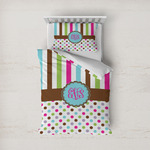 Stripes & Dots Duvet Cover Set - Twin (Personalized)