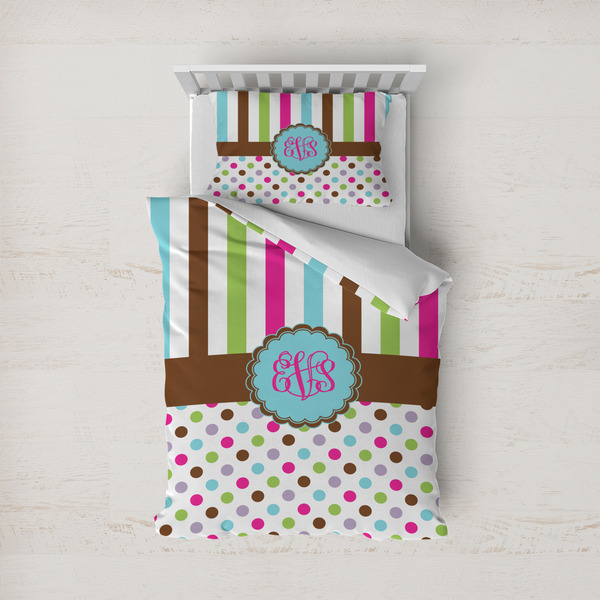 Custom Stripes & Dots Duvet Cover Set - Twin (Personalized)