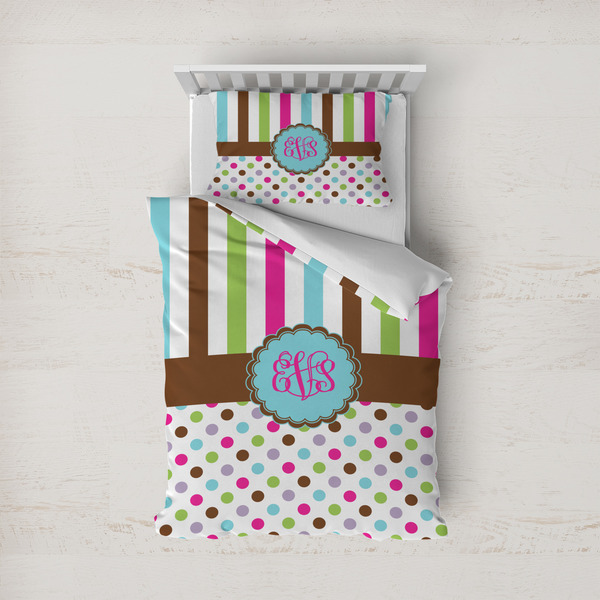 Custom Stripes & Dots Duvet Cover Set - Twin (Personalized)