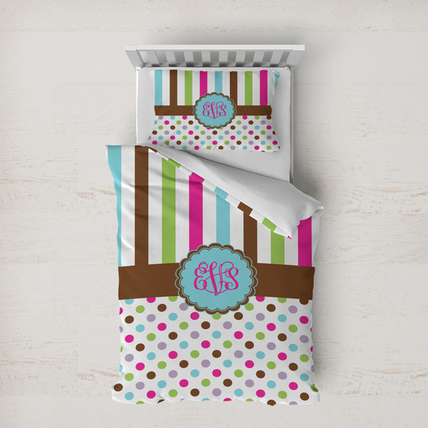 Custom Stripes & Dots Duvet Cover Set - Twin XL (Personalized)