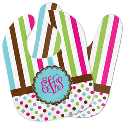 Stripes & Dots Baby Bib w/ Monogram