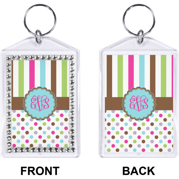 Stripes & Dots Bling Keychain (Front + Back)