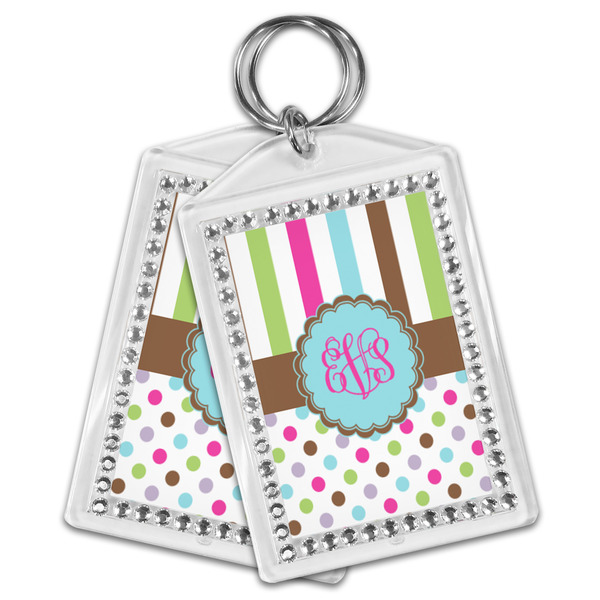 Stripes & Dots Bling Keychain - MAIN