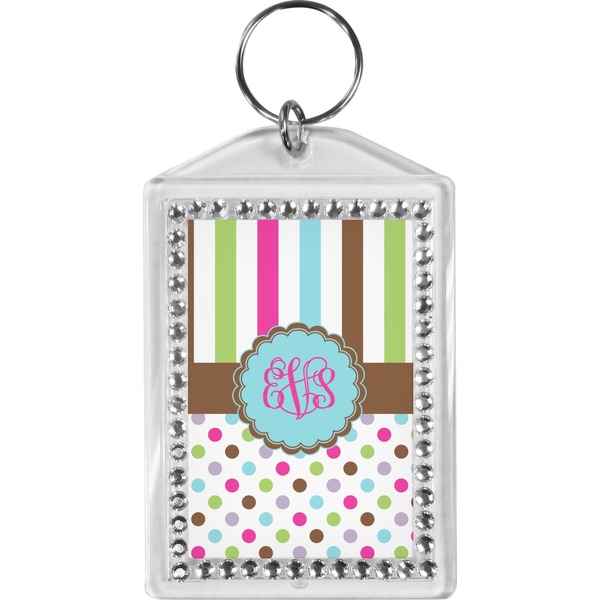Custom Stripes & Dots Bling Keychain (Personalized)